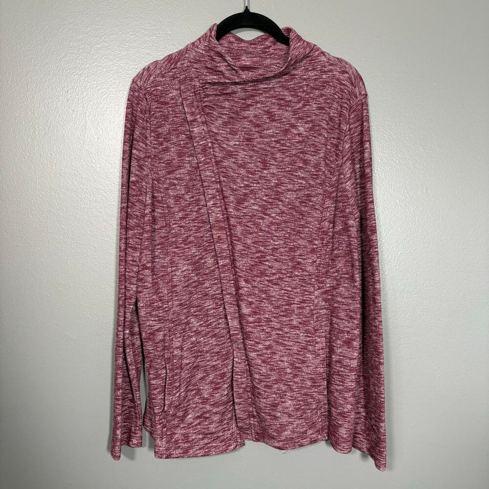 Bass Wine Red Marled Asymmetrical Zipper Cardigan Sweater - Women's Size Large